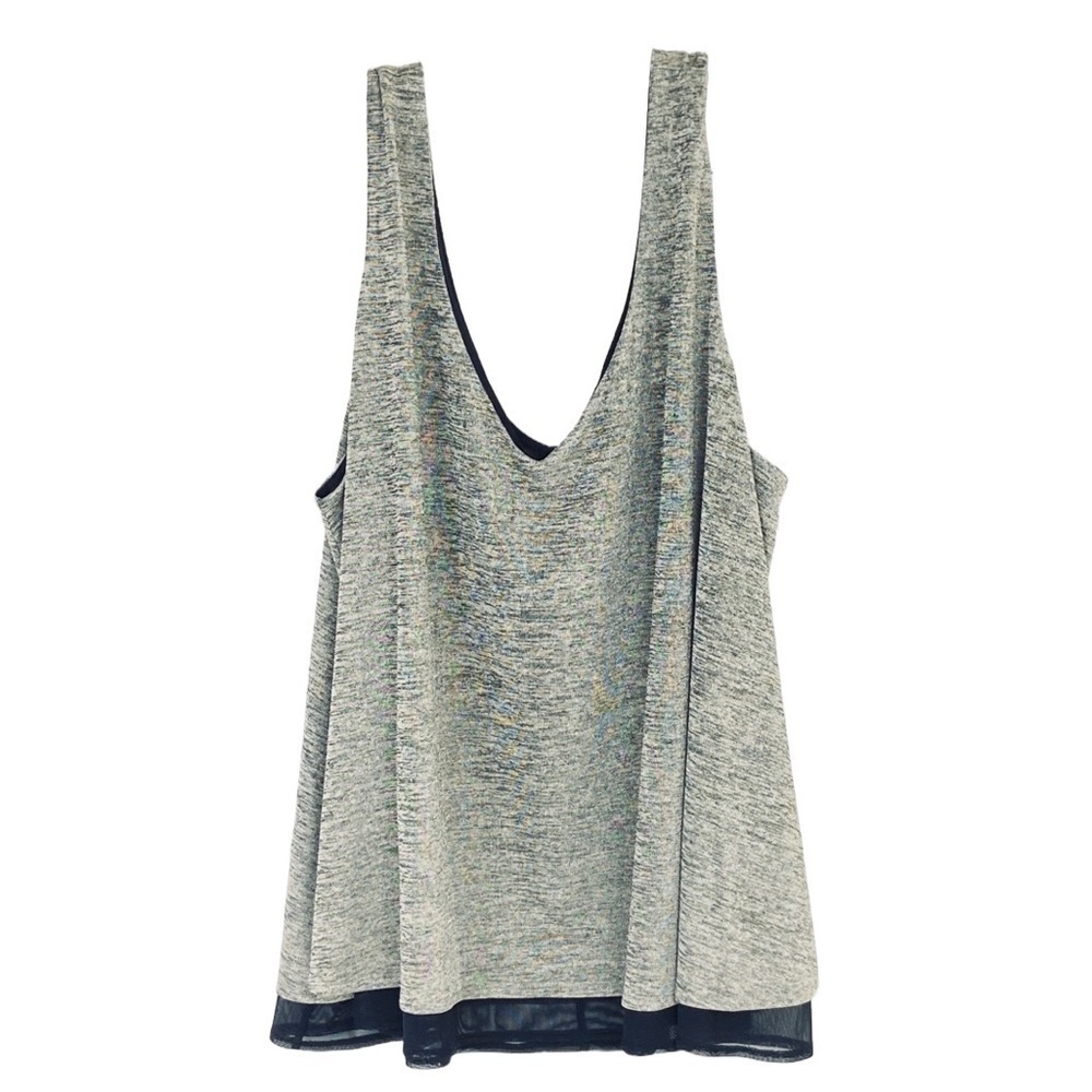 Torrid Plus Size 4X Gray Sleeveless V-Neck Tank Layered Mesh Hem